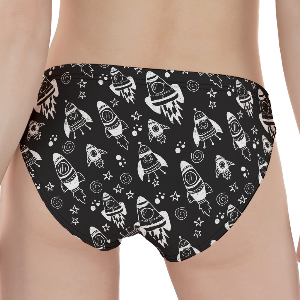 Black And White Rocket Pattern Print Women's Panties