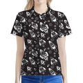 Black And White Rocket Pattern Print Women's Polo Shirt