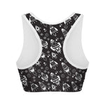 Black And White Rocket Pattern Print Women's Sports Bra