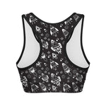 Black And White Rocket Pattern Print Women's Sports Bra