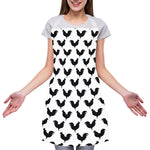 Black And White Rooster Pattern Print Adjustable Apron