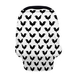 Black And White Rooster Pattern Print Baby Seat Cover