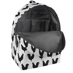 Black And White Rooster Pattern Print Backpack