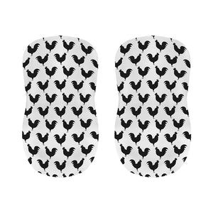 Black And White Rooster Pattern Print Bar Stool Covers