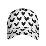 Black And White Rooster Pattern Print Baseball Cap