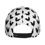 Black And White Rooster Pattern Print Baseball Cap