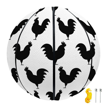 Black And White Rooster Pattern Print Basketball