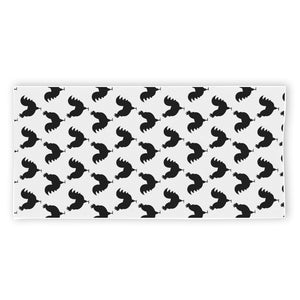 Black And White Rooster Pattern Print Beach Towel