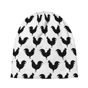 Black And White Rooster Pattern Print Beanie