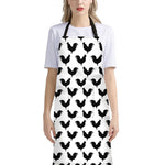 Black And White Rooster Pattern Print Bib Apron With Pocket