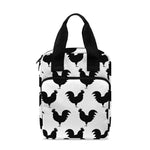 Black And White Rooster Pattern Print Bible Tote Bag