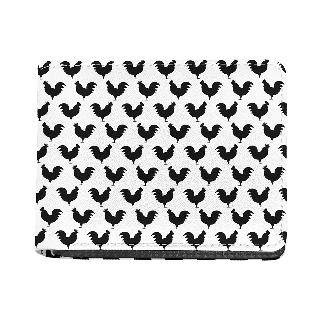 Black And White Rooster Pattern Print Bifold Wallet