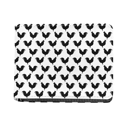 Black And White Rooster Pattern Print Bifold Wallet
