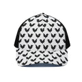 Black And White Rooster Pattern Print Black Mesh Trucker Hat
