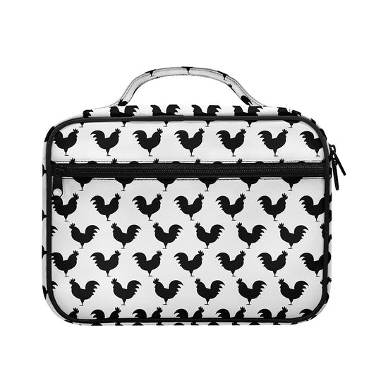 Black And White Rooster Pattern Print Briefcase Bible Bag