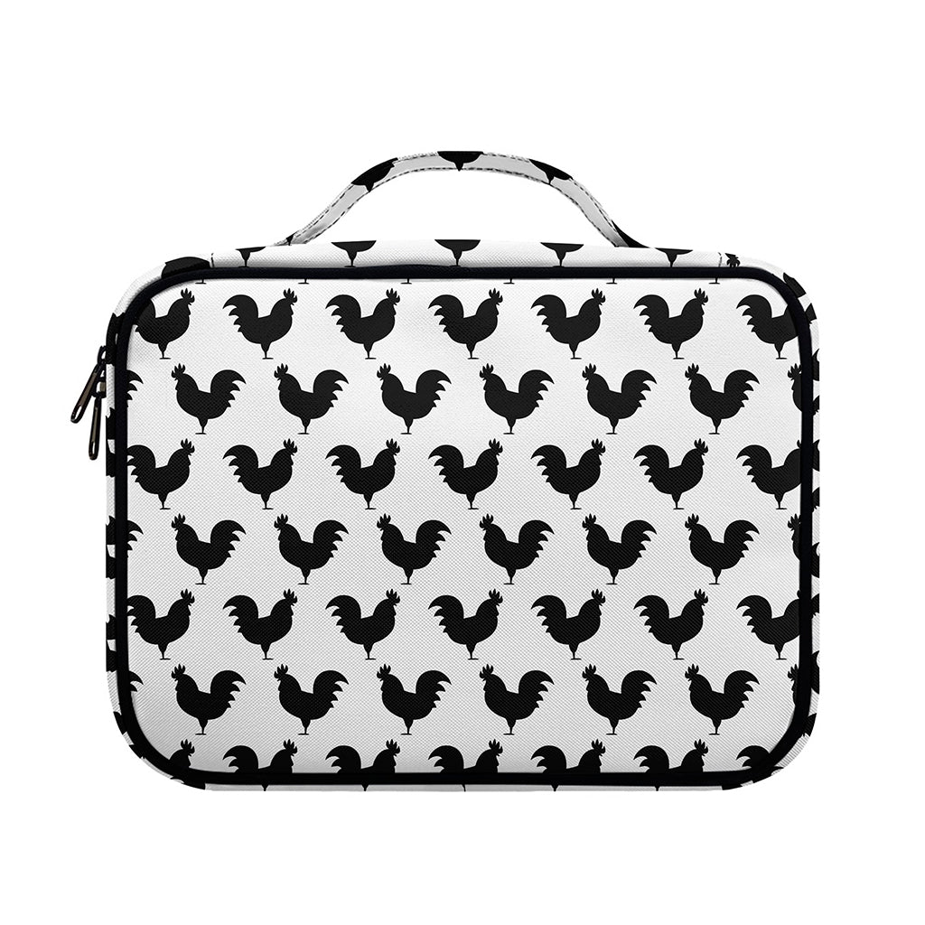 Black And White Rooster Pattern Print Briefcase Bible Bag