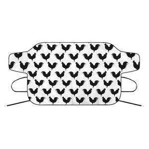 Black And White Rooster Pattern Print Car Windshield Snow Cover