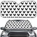 Black And White Rooster Pattern Print Car Windshield Sun Shade