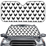 Black And White Rooster Pattern Print Car Windshield Sun Shade