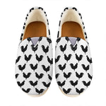 Black And White Rooster Pattern Print Casual Shoes