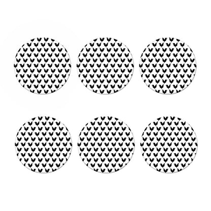 Black And White Rooster Pattern Print Coaster Set