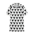 Black And White Rooster Pattern Print Cotton Hawaiian Shirt