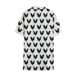 Black And White Rooster Pattern Print Cotton Hawaiian Shirt