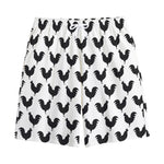 Black And White Rooster Pattern Print Cotton Shorts