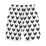 Black And White Rooster Pattern Print Cotton Shorts