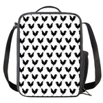 Black And White Rooster Pattern Print Crossbody Lunch Bag