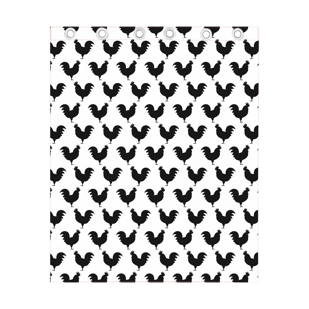 Black And White Rooster Pattern Print Curtain