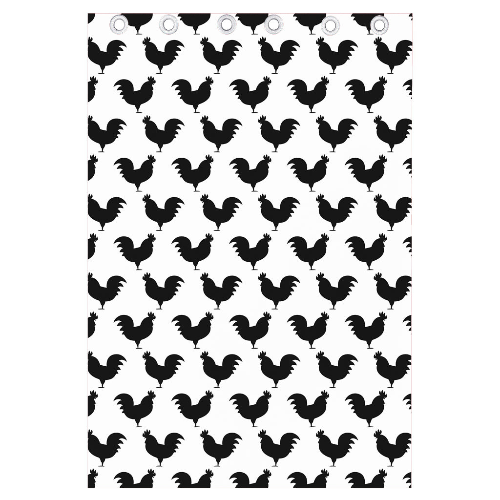 Black And White Rooster Pattern Print Curtain