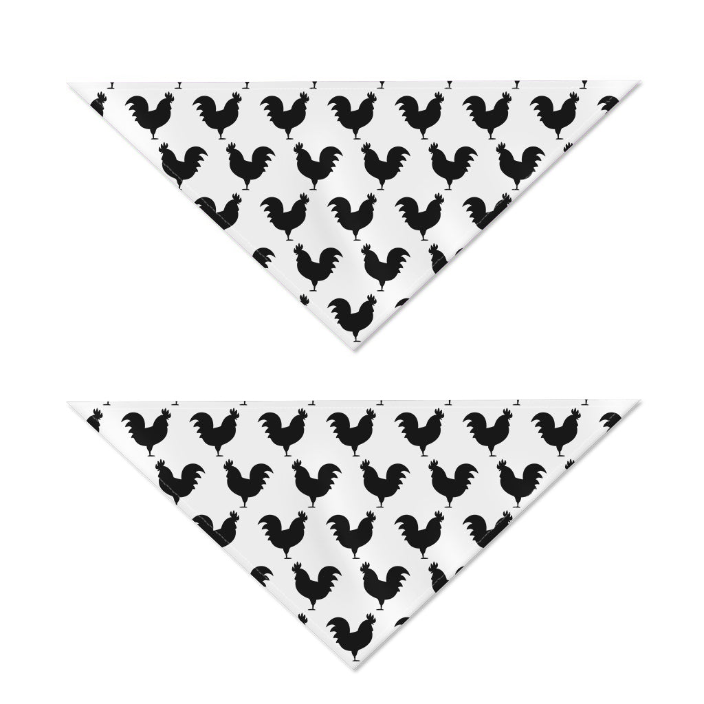 Black And White Rooster Pattern Print Dog Bandana