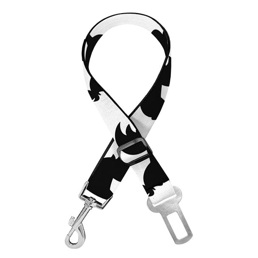 Black And White Rooster Pattern Print Dog Seat Belt