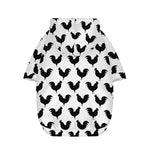 Black And White Rooster Pattern Print Dog Zip Up Hoodie
