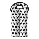Black And White Rooster Pattern Print Double Neoprene Wine Tote