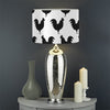 Black And White Rooster Pattern Print Drum Lamp Shade