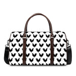 Black And White Rooster Pattern Print Duffle Bag