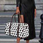 Black And White Rooster Pattern Print Duffle Bag