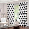 Black And White Rooster Pattern Print Extra Wide Grommet Curtains