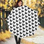 Black And White Rooster Pattern Print Foldable Umbrella
