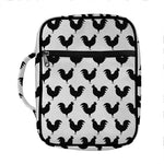 Black And White Rooster Pattern Print Front Pocket Bible Bag