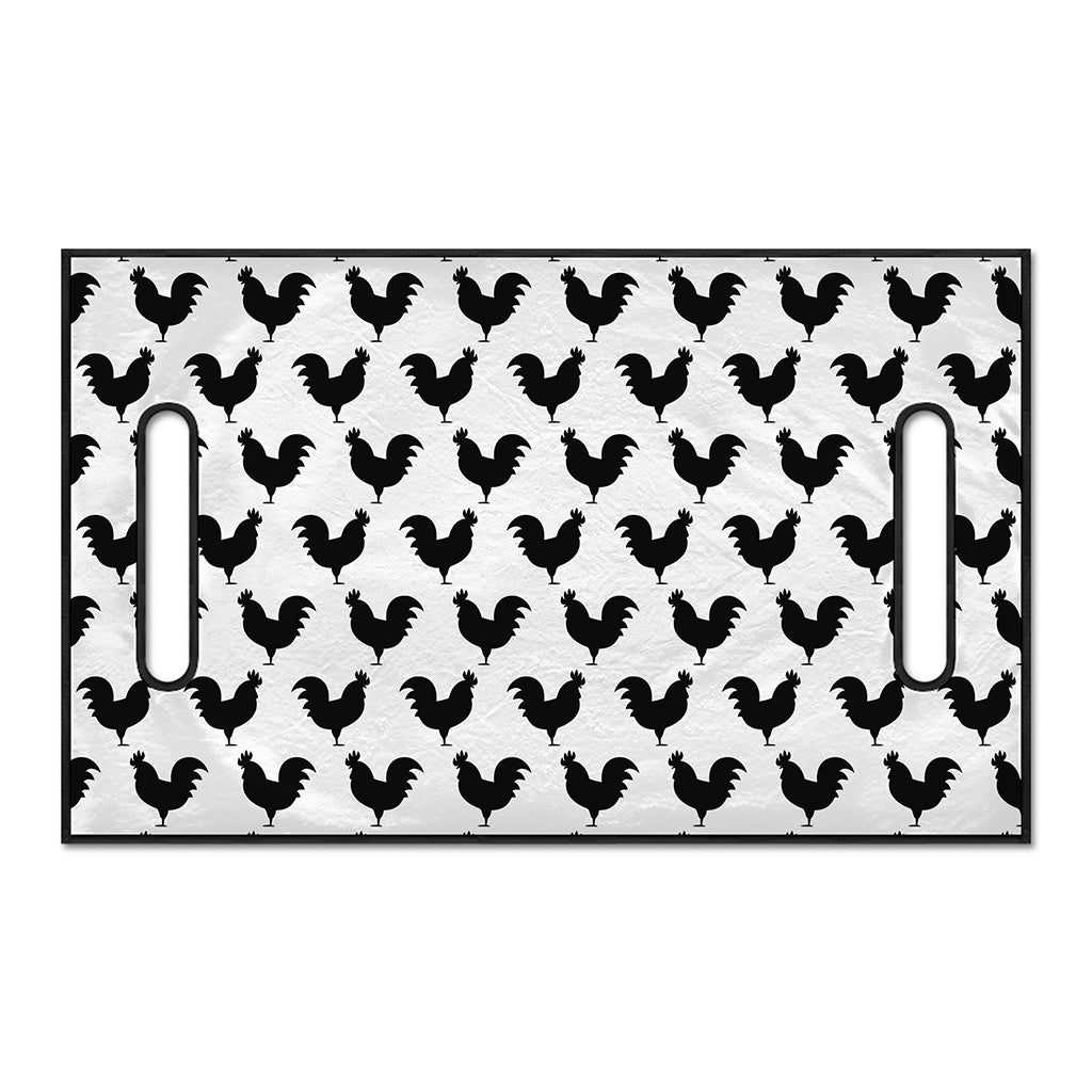 Black And White Rooster Pattern Print Golf Cart Seat Cover