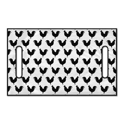 Black And White Rooster Pattern Print Golf Cart Seat Cover