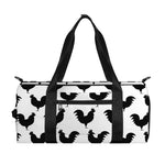 Black And White Rooster Pattern Print Gym Bag
