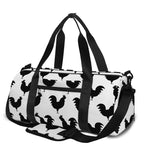 Black And White Rooster Pattern Print Gym Bag
