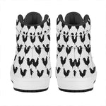 Black And White Rooster Pattern Print High Top Leather Sneakers