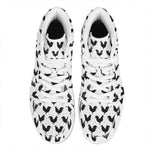 Black And White Rooster Pattern Print High Top Leather Sneakers