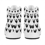 Black And White Rooster Pattern Print High Top Leather Sneakers