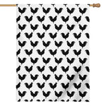 Black And White Rooster Pattern Print House Flag